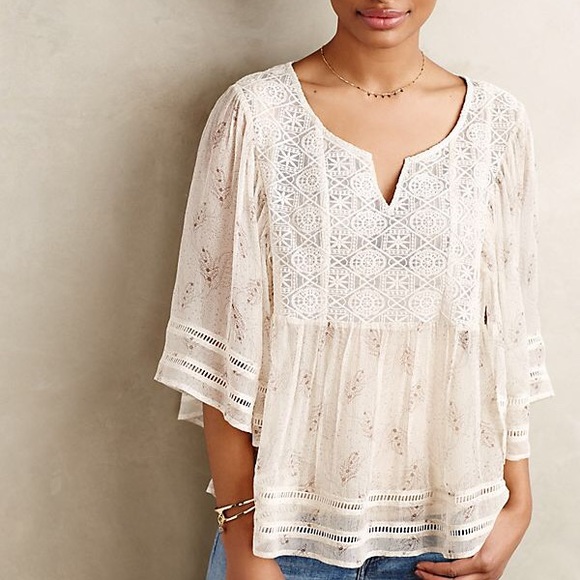 Anthropologie Tops - Anthropologie meadow rue Aries silk peasant blouse